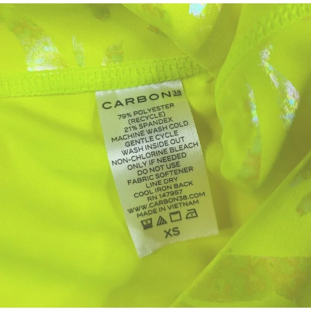 CARBON38 Neon Iridescent Yellow High Rise Leggings - Picture 4 of 4